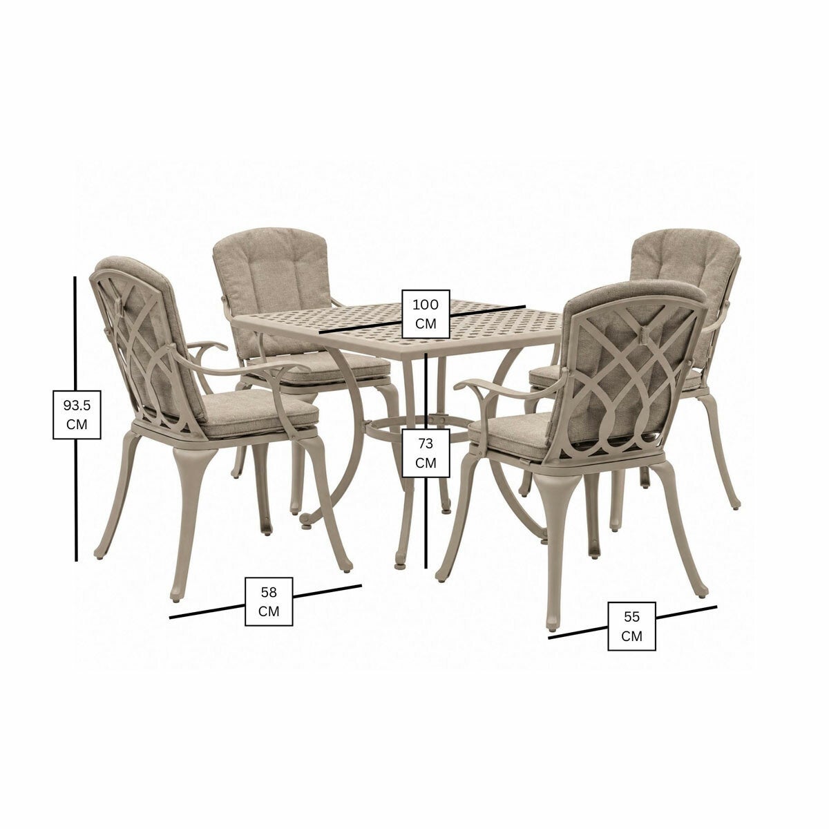 Bramblecrest Milan 5 Piece Dining Set in Stone