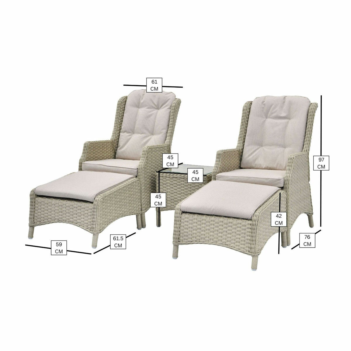 Bramblecrest Woodchester Reclining Sun Lounger - Set of 2