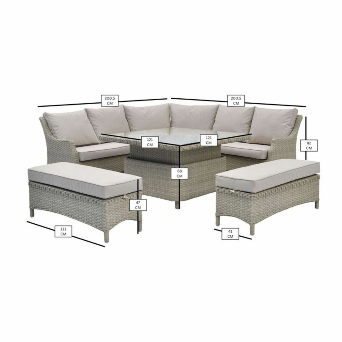 Bramblecrest Woodchester Corner Patio Set with Adjustable Table