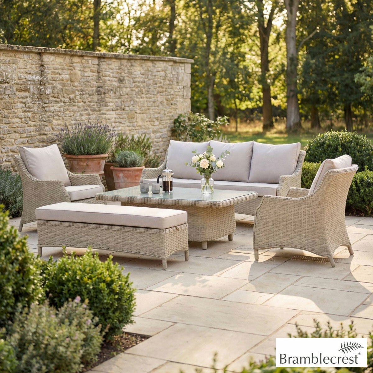 Bramblecrest Woodchester 5 Piece Patio Set with Adjustable Table