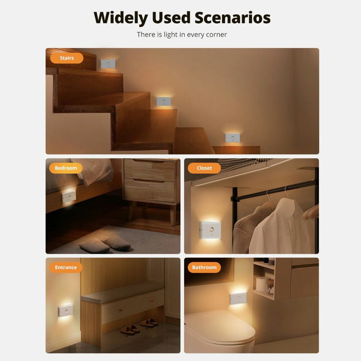 Luminus LED Linkable Magnetic Lights with Motion Sensor - 6 Pack