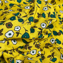 Pretty Floral Viscose Fabric, Yellow