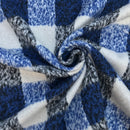 Schwarzer Tweed-Wollmischstoff mit Hahnentrittmuster, Blau