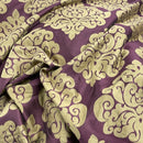 Beige Damask Upholstery Curtain Brocade Fabric, Purple