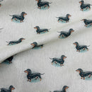 Digital Cotton Animal Linen Fabric, Dachshund Dogs