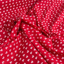 Metallic Silver Tiny Bows Polycotton Fabric 112cm, Red