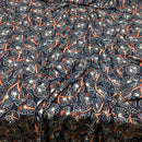 Chain & Belt Print 100% Viscose Dress Fabric, Navy