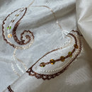 Cream Paisley Embroidered Taffeta Fabric Sequins Floral Bride Dress Material 60" - Bull Ring Fabrics