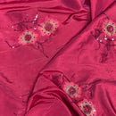 Red Taffeta Fabric Floral Embroidered Sequin Dress Craft Material 60"