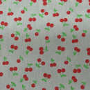 Red Cherries Printed Polycotton Fabric 112cm, Cream