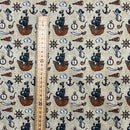 100% Cotton Pirate Adventure Craft Fabric – Pirate Ship, Skeleton & Nautical Print Dressmaking Material