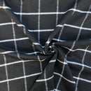 Schwarzer Tweed-Wollmischstoff mit Hahnentrittmuster, Blau