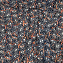 Chain & Belt Print 100% Viscose Dress Fabric, Navy