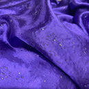 Purple Satin Fabric Small Silver Gemstones Dress Draping Material 60"