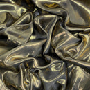 Shimmer Foil Satin Fabric Drape Flow Dress Decor Craft Material 60" Gold Shot Black