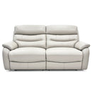 Fletcher Light Grey Leather Power Reclining Large 2 Seater Sofa with Power Headr