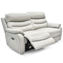 Fletcher Light Grey Leather Power Reclining Large 2 Seater Sofa with Power Headr