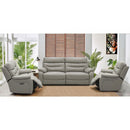 Fletcher Light Grey Leather Power Reclining Large 2 Seater Sofa with Power Headr