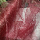 Cobweb Mesh Soft Tulle Fabric Dressmaking 60" Cerise/Gold