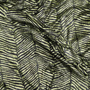 Green Black Zebra Print Velvet Dress Elastic Waist Textured Animal Print