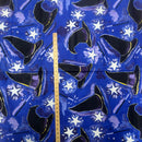 Heavy Halloween Cotton Fabric Wizards Hat & Wand 54", Blue