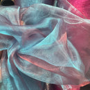 Two-Tone Organza Fabric Draping Decorations 150cm, Teal Shot Red