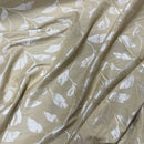 Cream Felix Leaves Floral Curtain Brocade Fabric 140cm, Cream