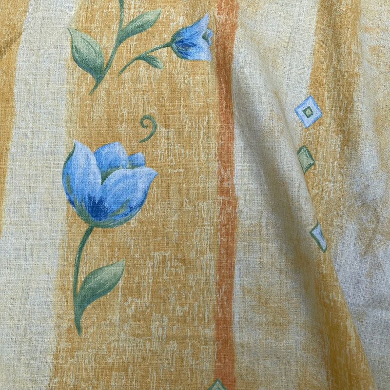 Blue Tulips Floral Vintage Cotton Fabric 140cm, Yellow