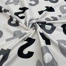 Large Numbers Cotton Curtain Fabric Kids Nursery Play Area 54"