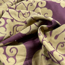 Beige Damask Upholstery Curtain Brocade Fabric, Purple