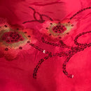 Red Taffeta Fabric Floral Sequins Embroidery Dress Material 60"