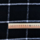 Schwarzer Tweed-Wollmischstoff mit Hahnentrittmuster, Blau