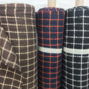 Schwarzer Tweed-Wollmischstoff mit Hahnentrittmuster, Blau
