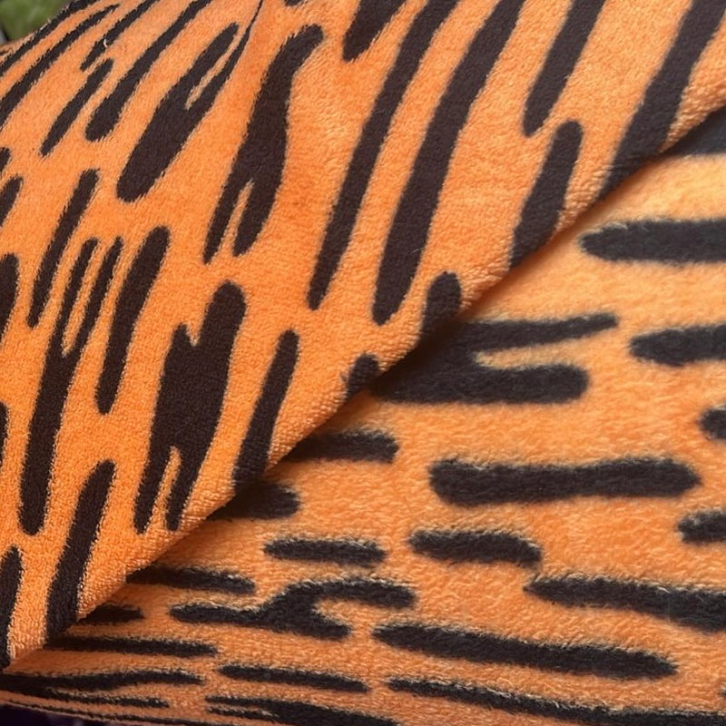 Orange Tiger Print Soft Cuddle Fleece Fabric Dress Material Blankets 60"