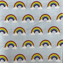 Wholesale Little Johnny 15 Metres Rainbow Clouds 100% Cotton Fabric Roll – Baby Blue Rainbow Print Dress Fabric | Children’s Craft & Quilting Material