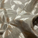 Caramel Felix Leaves Floral Curtain Brocade Fabric 140cm, Brown