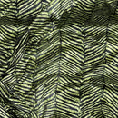 Green Black Zebra Print Velvet Dress Elastic Waist Textured Animal Print