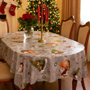 Christmas Print Santa Xmas Tablecloth PVC Fabric, Silver