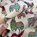 Llamas Animals Tapestry Upholstery Fabric 140cm, Cream