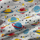 Space Stars & Planets Venus Sci-fi Polycotton Fabric Dress Crafts 45", Grey