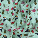 Tropical Birds Pecans 100% Cotton Craft Fabric 54", Green