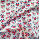 Union Jack Heart Polycotton Fabric – British Flag Heart Print Dress & Craft Fabric – White – 45” Wide – Sold by the Metre