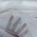 White Voile Fabric Embroidered Silver Circles Curtain Draping 60"