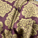 Beige Damask Upholstery Curtain Brocade Fabric, Purple