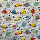 Space Stars & Planets Venus Sci-fi Polycotton Fabric Dress Crafts 45", Grey