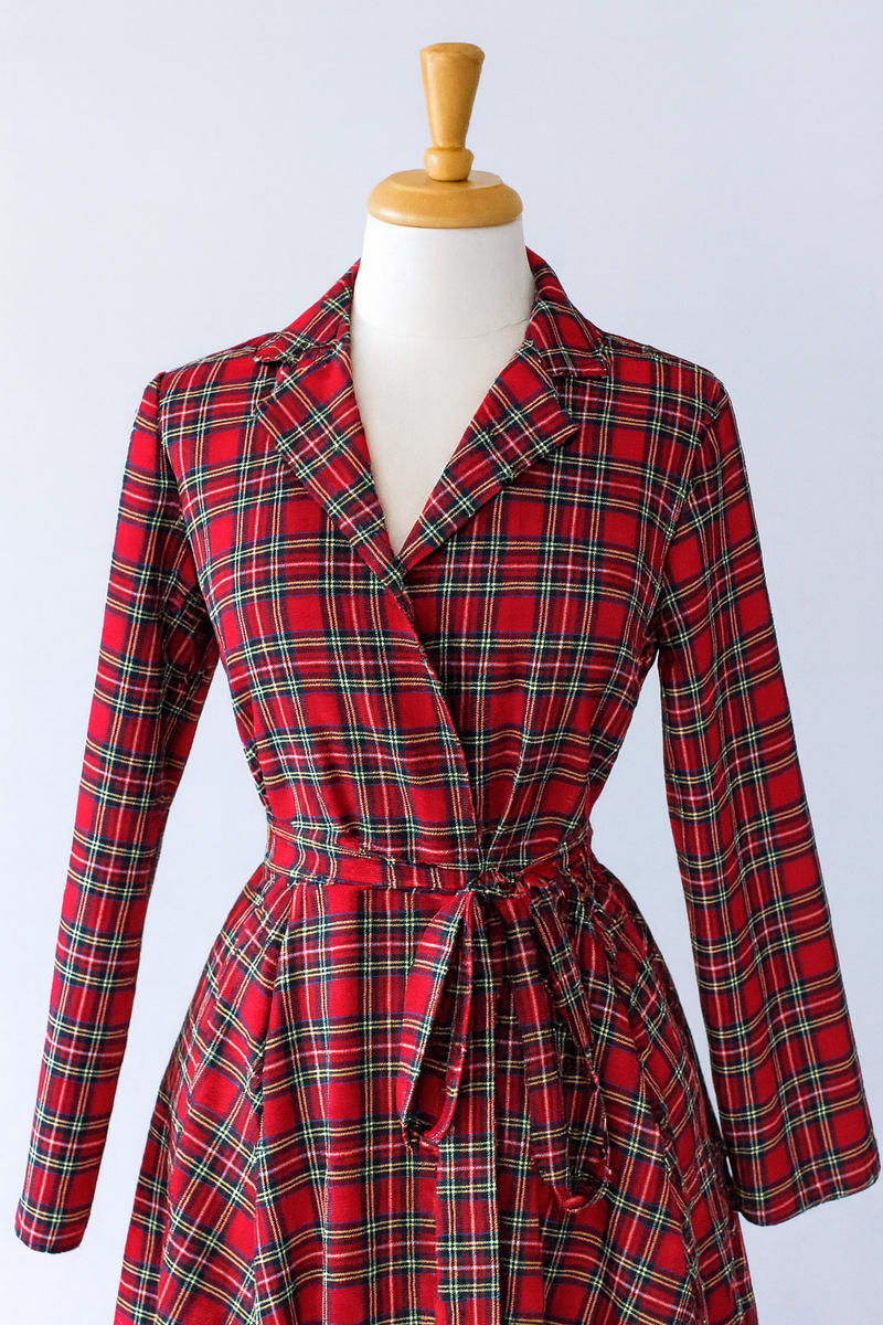 Red Royal Stewart Tartan Check Polyviscose Fabric 150cm