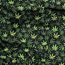 Cannabis Green Leaf Cotton Poplin Fabric Rose & Hubble Craft Material 45" Black