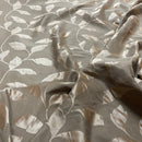 Caramel Felix Leaves Floral Curtain Brocade Fabric 140cm, Brown