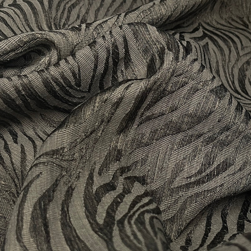 Safari Streak Upholstery Curtain Brocade Fabric 140cm, Brown