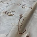 Cream Paisley Embroidered Taffeta Fabric Sequins Floral Bride Dress Material 60" - Bull Ring Fabrics